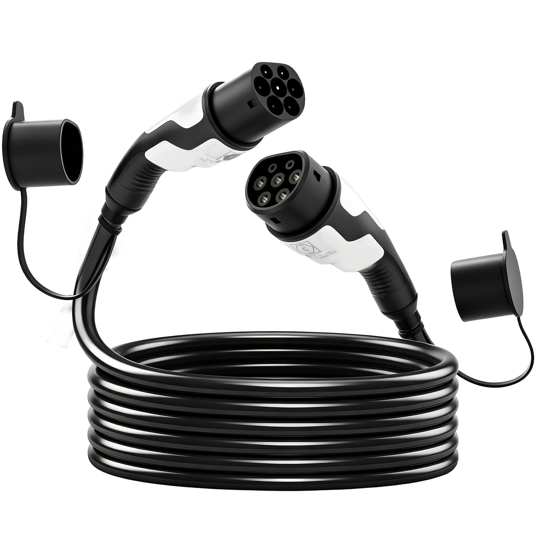 Câble de Recharge Voiture Électrique Type 2 22kw Triphasé Mode 3 Rallonge Cable Recharge Rapide 5m Assuré par PICC Noir