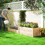 Jardinière avec treillis à 2 bacs avec fond ouvert, pour balcon terrasse patio, 222 x 63 x 132 cm, effet bois naturel