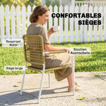 Lot de 2 Chaises de Jardin Empilables en Résine Tressée avec Accoudoirs et Dossier, 55x57x82cm, Jaune