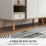 Meuble de rangement buffet cuisine 1 tiroir 1 placard double porte 3 étagères réglables 95 x 35 x 85 cm blanc