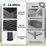Potager sur Pieds en Métal, Jardinière Surélevée en Métal 241L avec Barres Renforcées et Tissu Non-Tissé, Gris Foncé-4