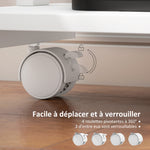 Bureau d'ordinateur sur roues, bureau avec rangement 56 x 51 cm avec tiroir, compartiment et support CPU, blanc