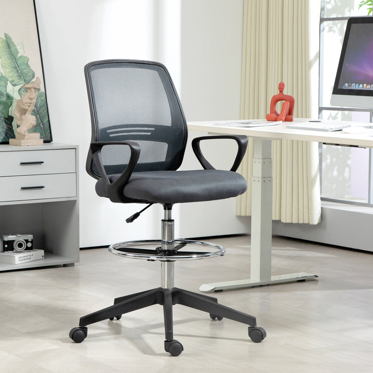 Fauteuil de bureau chaise de bureau assise haute réglable tabouret de bureau pivotant 360° maille respirante