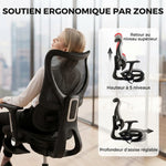 Ergonomic Office Chair, Reclining Mesh Desk Chair, Lumbar Support, 4D Armrests, Black
