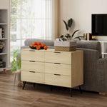 Commode 6 tiroirs Commode moderne pour chambre à coucher avec design anti-basculement 110L x 40l x 75H cm Aspect bois