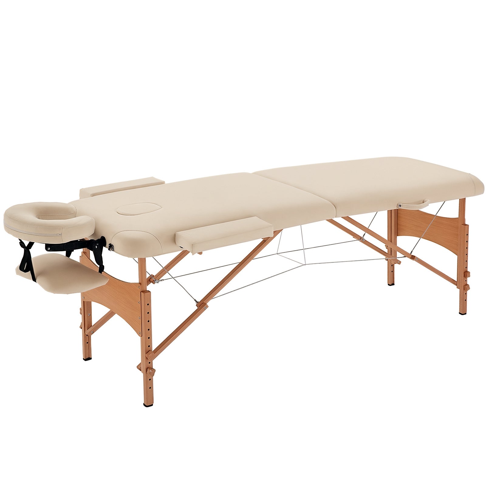 Lit/Table de Massage cosmetique Pliable en Bois 2 Zones crème