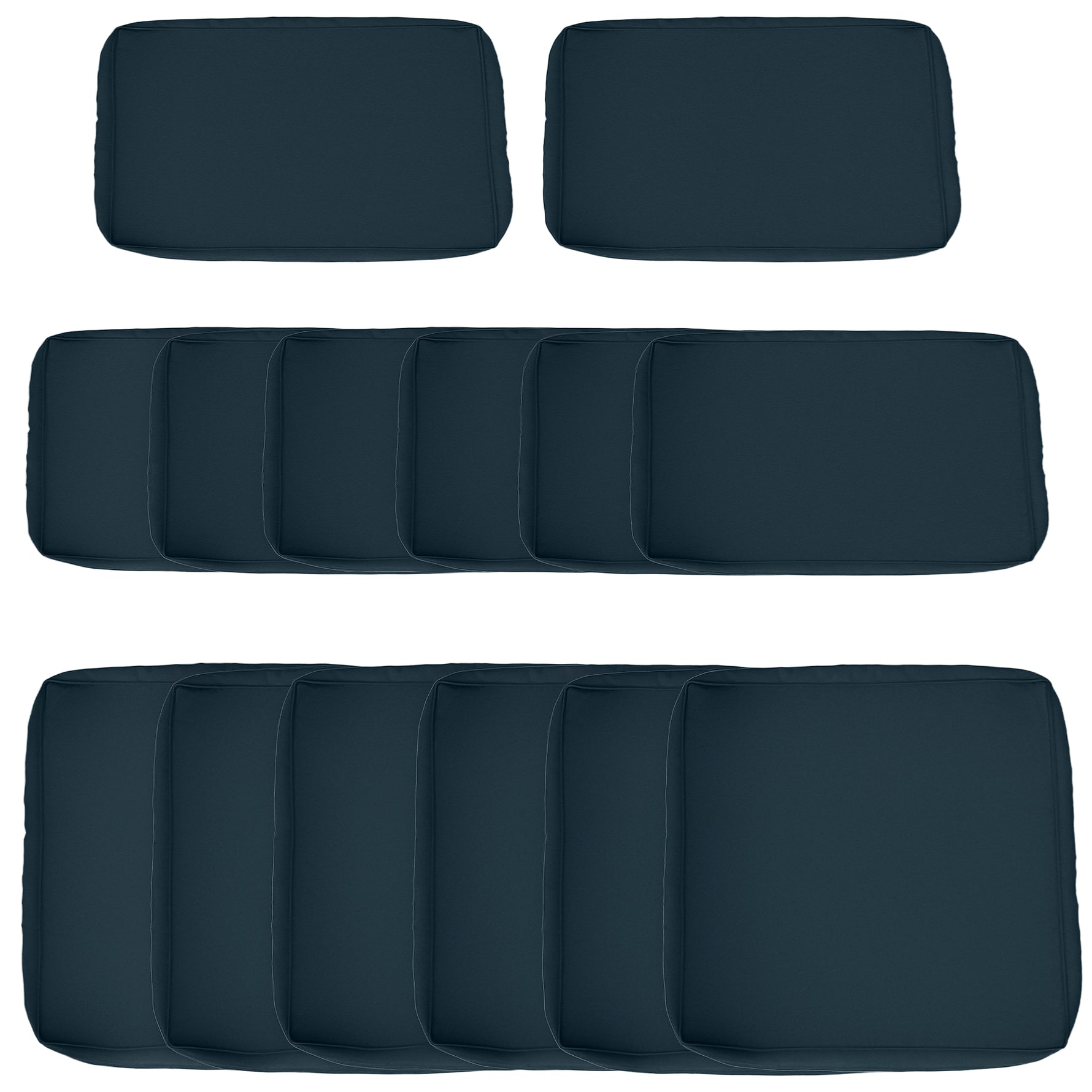 Lot de 14 Housses de Rechange Coussins Salon de Jardin - 6 Housses Coussin d'assise, 8 Housses Coussin Dossier Bleu