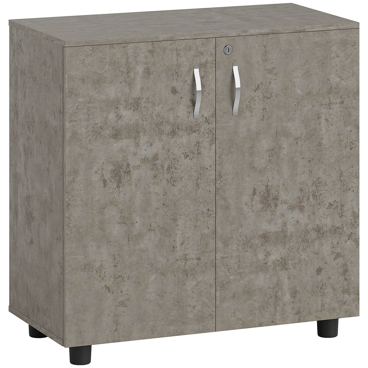 Armario de oficina de 2 niveles, mueble de almacenamiento de oficina con 2 puertas, cerraduras y llaves, 80x40x80cm, gris