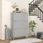 Schuhschrank für 24 Paar Schuhe mit 3 Klappfächern und verstellbaren Einlegeböden, 80x23,5x121cm, grau
