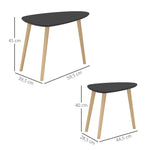 Lot de 2 tables basses gigognes design scandinave pieds en bois et plateau en bois, noir