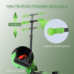 Electric scooter for children 6+ years, foldable, 8 km/h, 71x36.5x75-80cm, aluminum, steel, green