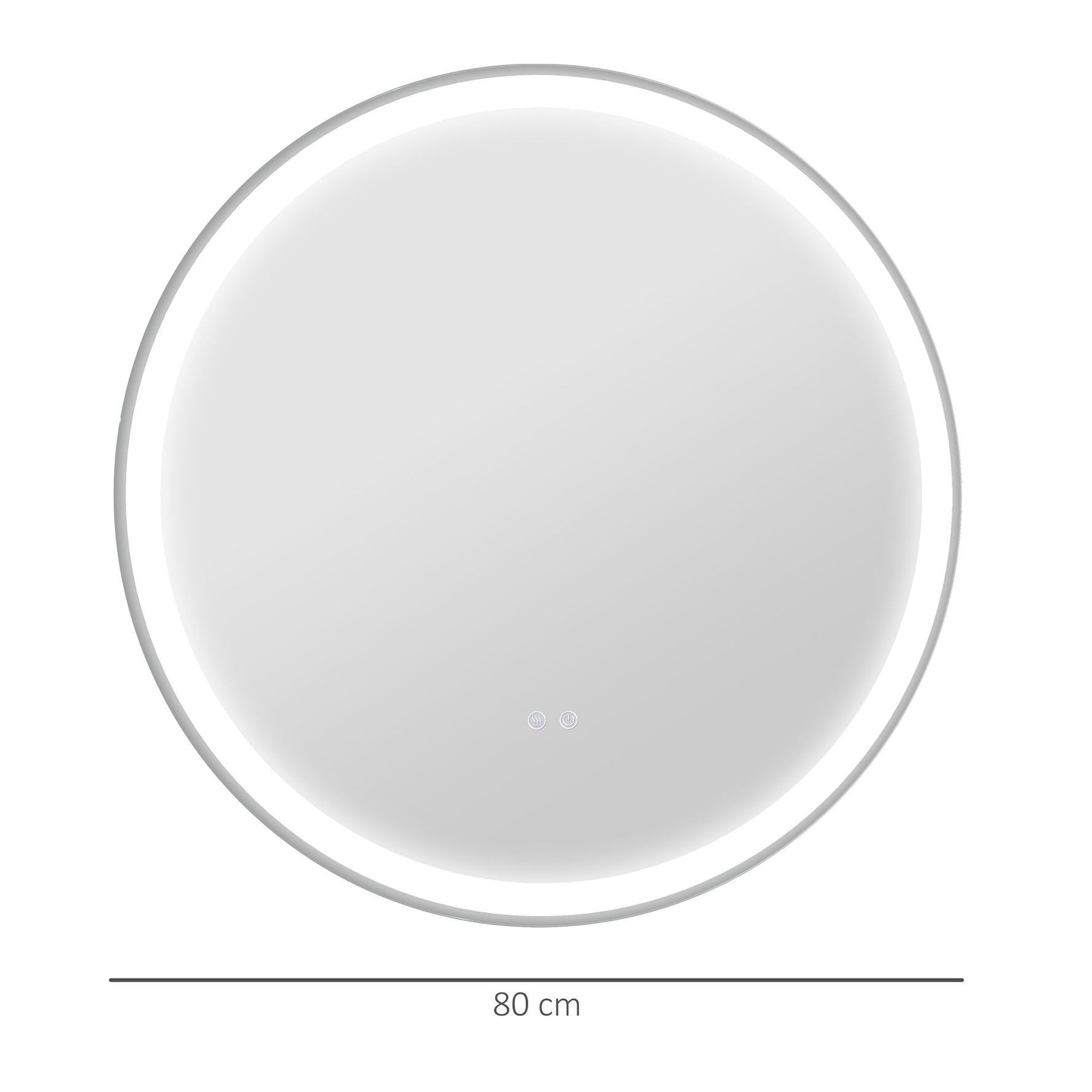 Miroir rond lumineux LED de salle de bain Ø 80 cm mural avec éclairage 3 couleurs interrupteur tactile 46W blanc argent