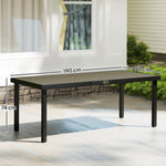 Table de jardin rectangulaire pour 8 personnes en aluminium table de salle à manger extétieur plateau PE à lattes