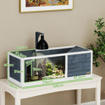 Maison pour tortues enclos avec toit ouvrant support lampe plateau fenêtre panoramique 120 x 50 x 40 cm gris