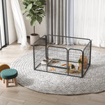 Luxe parc enclos modulable acier 4 panneaux et 1 porte pour chiens, lapins, rongeurs, petits animaux, intérieur et extérieur 125L x 70H cm noir
