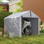 Abri de jardin tente de stockage imperméable abri moto porte enroulable, pour vélo moto 162 x 221,5 x 163 cm, gris clair
