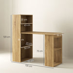 Bureau Informatique avec étagère de rangement Bureau d'angle bibliothèque adjacente Multi-rangements Chêne