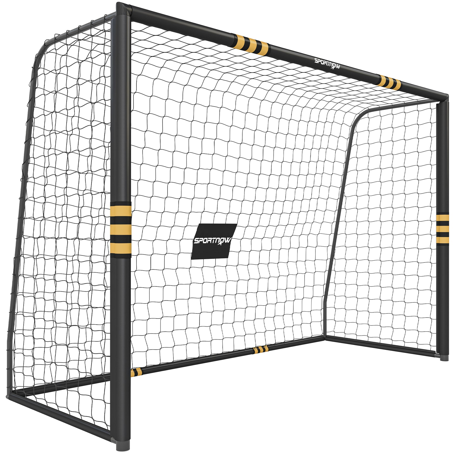 But de Football pour Enfant et Adulte 3 x 2 m, Envoloppé Mousse de Protection, 7 Piquets de Sol, Filet en PE, Jaune