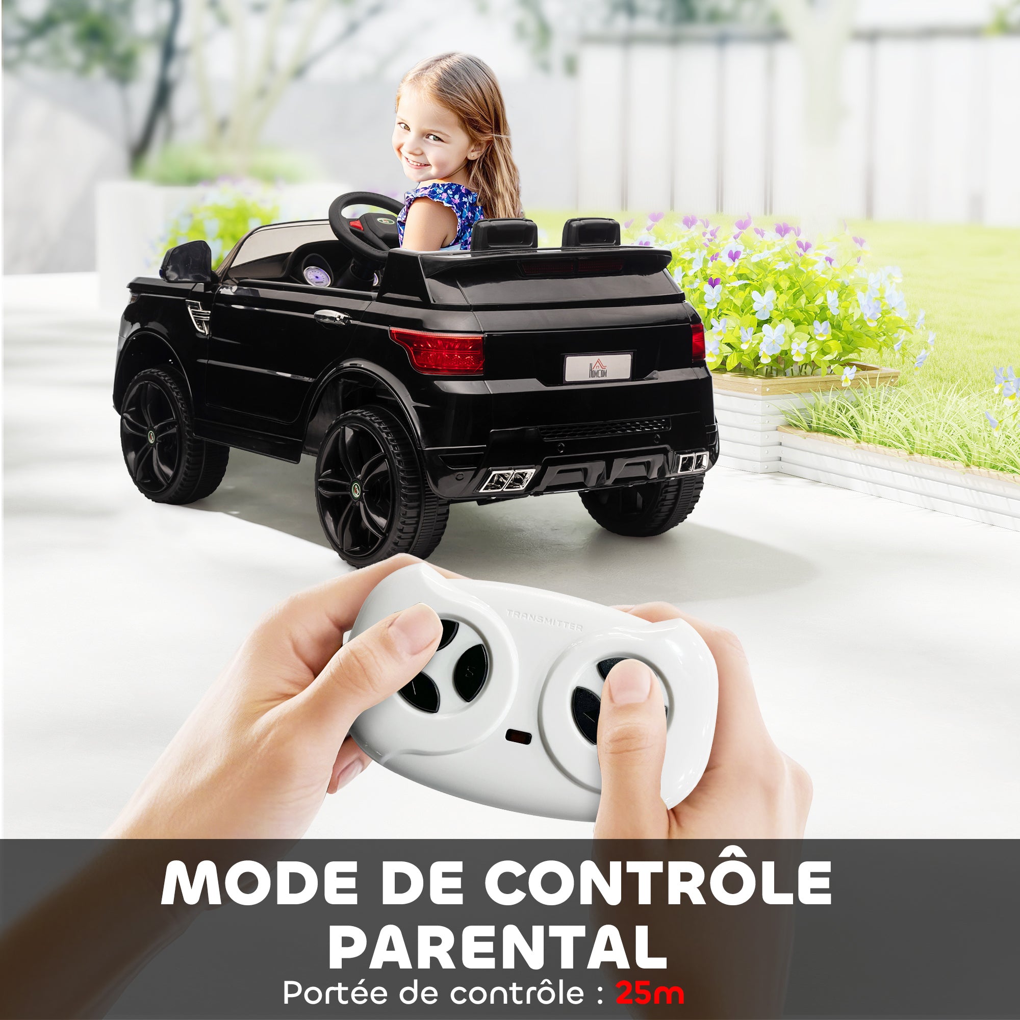 Voiture électrique enfants véhicule électrique 12 V double moteurs 3 à 5 km/h 110 x 68 x 52 cm noir