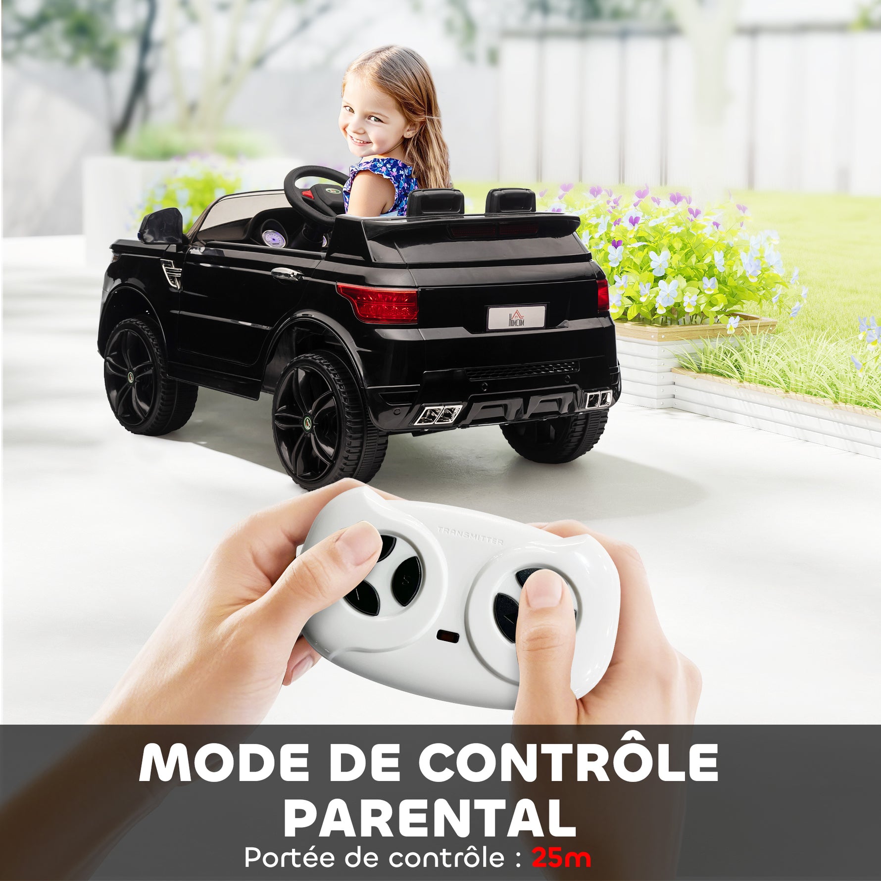 Voiture électrique enfants véhicule électrique 12 V double moteurs 3 à 5 km/h 110 x 68 x 52 cm noir