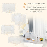 Enclos parc modulable pour petits animaux 12 panneaux pour lapin, hamster, chiot, cochon 105 x 105 x 45 cm blanc