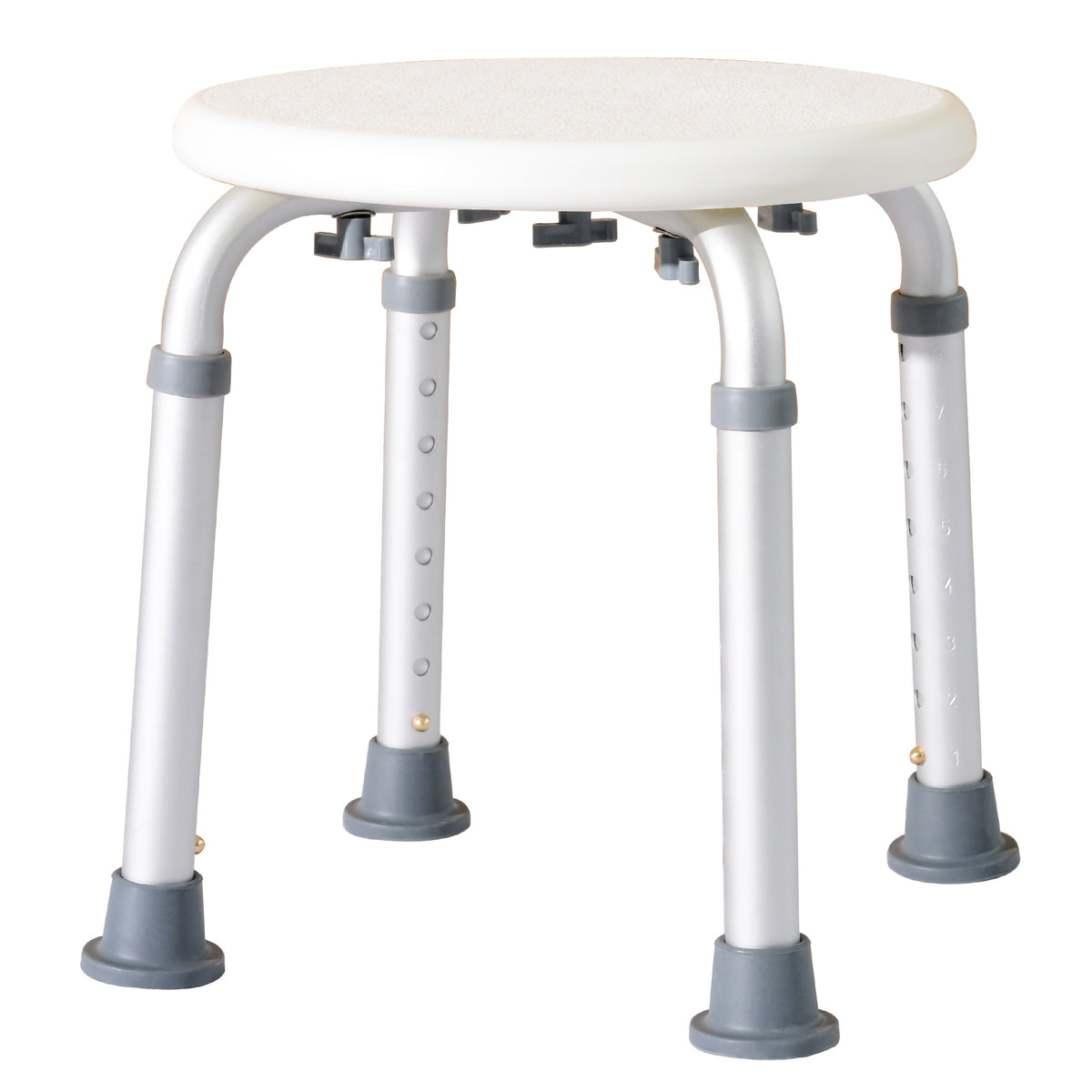 Höhenverstellbarer Duschhocker, ergonomischer Duschsitz, rutschfeste Füße, max. Belastung 136 kg, Alu/HDPE, weiß