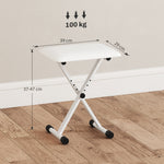 Tabouret piano pliable, banc piano réglable en hauteur, siège rembourré en PU, 39 x 29 x 37-47 cm, blanc
