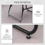 Fauteuil chaise de jardin avec repose-pieds en métal époxy et résine tressée aspect rotin avec coussins