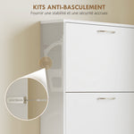 Meuble à chaussures 15 paires, armoire à chaussures étroite moderne avec 5 tiroirs rabattables, 65 x 17 x 180,5 cm blanc