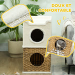Niche pour chat d'intérieur à 3 niveaux, tour pour chat avec griffoir en sisal à griffer 41 x 41 x 75,5 cm, crème
