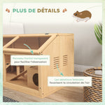 Cage hamster en bois habitat grand pour rongeur ventilation couvercle ouvrant et accessoires 85x45x44cm bois naturel