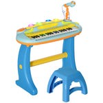 Piano enfant électronique 37 touches, avec micro, tabouret, lumière LED, fonction d'enregistrement et de relecture