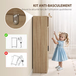 Meuble de salle de bain, meuble de rangement étroit avec 2 tiroirs, compartiments ouverts, 50x25x100cm, bois naturel