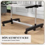 Folding laundry drying rack with side wings for indoor and outdoor use, 142 x 55 x 172 cm, 4 tiers, black