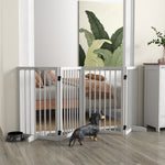 Barrière de sécurité modulable pliable pour animaux de compagnie avec pied de support, bois massif, 206 x 35,5 x 76 cm