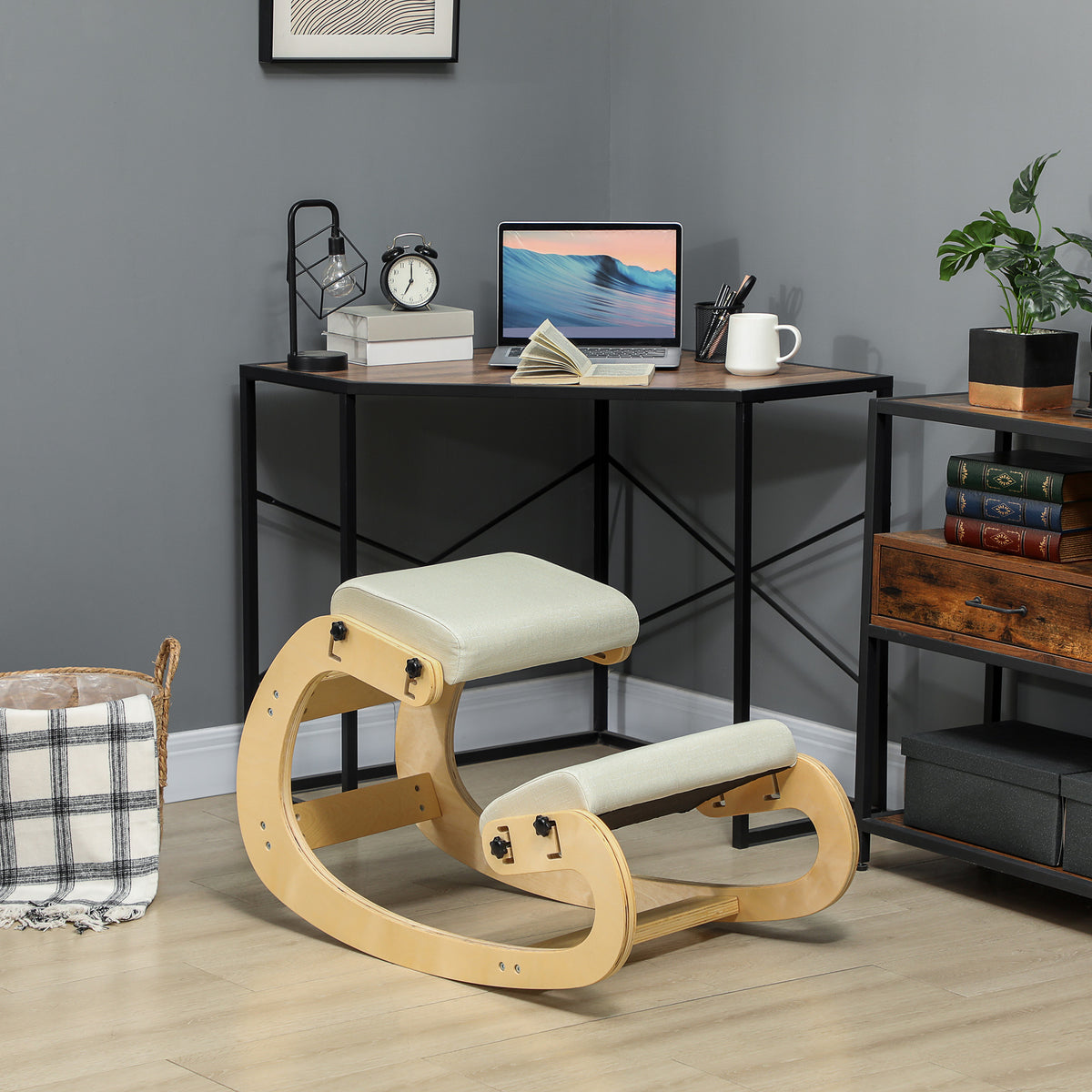 Siège assis genoux, siège ergonomique en bois avec fonction à bascule, chaise à genoux réglable pour bureau à domicile