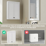 Armoire murale de salle de bain 3 niveaux, meuble de rangement suspendu  2 portes étagère réglable 61 x 20 x 84 cm blanc