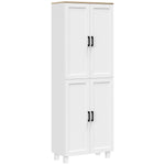 Armoire de cuisine hauteur 170 cm buffet haut avec 4 portes et étagères ajustable, design moderne, blanc