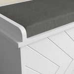 Banc à chaussures avec tiroir rabattable, coussin d'assise et étagère réglable, 100 x 26 x 48 cm, blanc