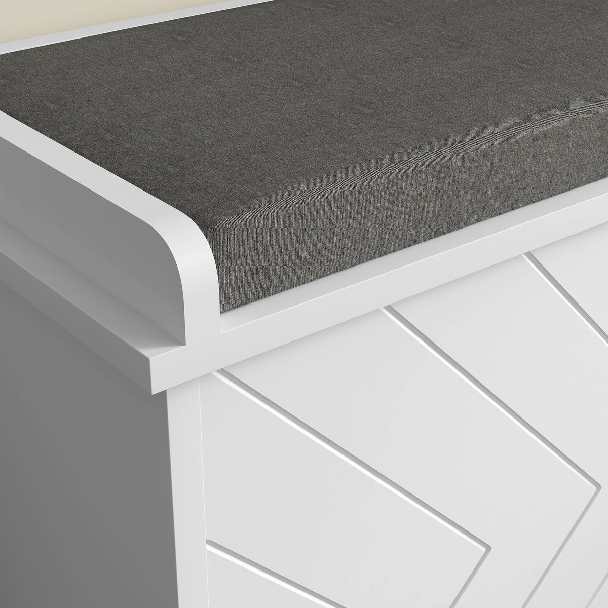 Banc à chaussures avec tiroir rabattable, coussin d'assise et étagère réglable, 100 x 26 x 48 cm, blanc