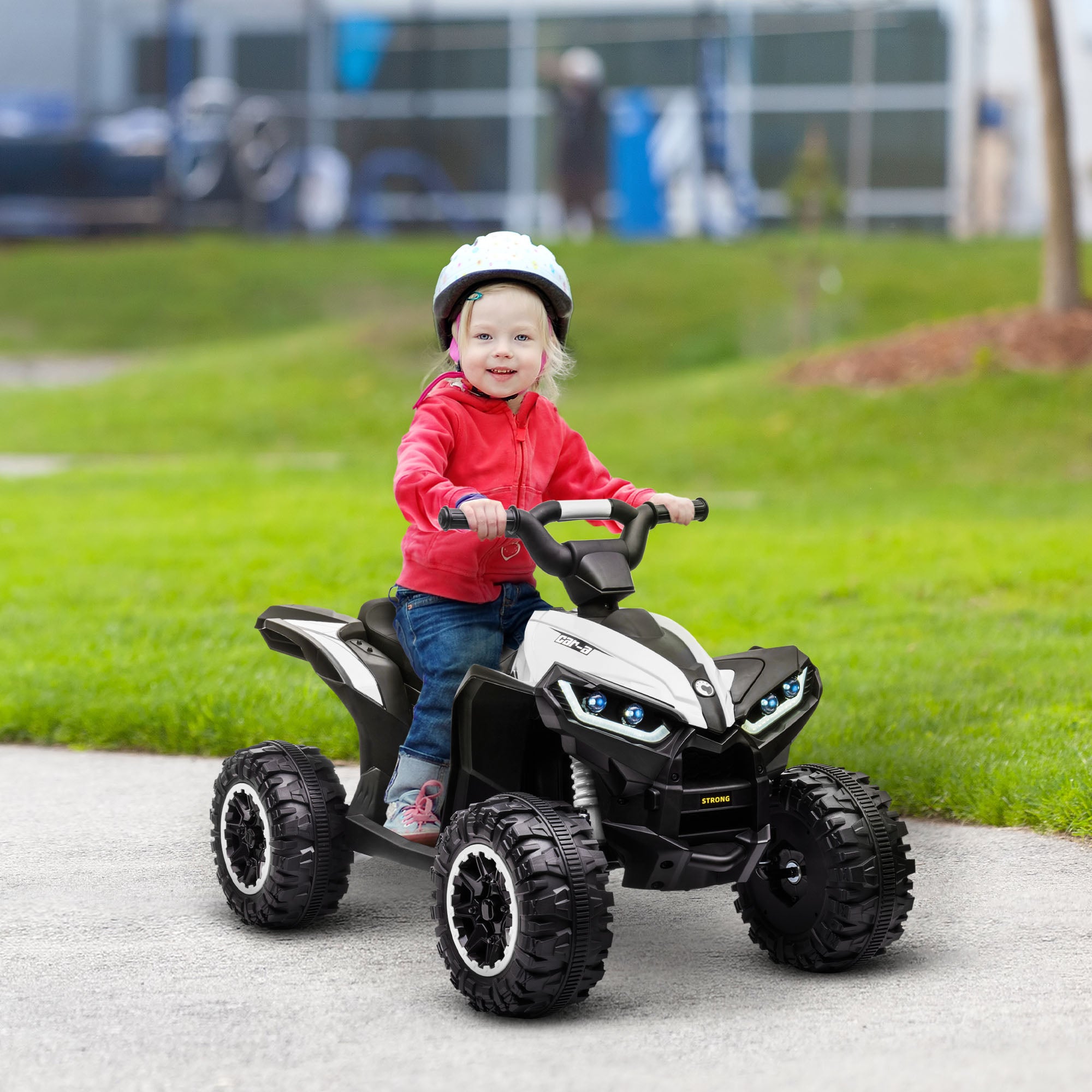 Elektrisches Kinder-Quad-Buggy 12 V 6 km/h max. Leuchteffekte Kindersitz für 3-5 Jahre Metall PP schwarz weiß