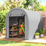Abri de Jardin Tente de Stockage Acier Galvanisé & 160g/m² PE Anti-UV pour Moto et Tondeuse 159x240x185cm Gris Clair
