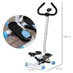 Stepper avec guidon stepper fitness appartement écran LCD résistance réglable exercise hanches jambes lombes pour maison acier blanc bleu noir