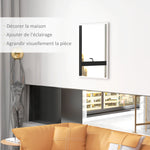 Miroir mural rectangulaire 60 x 80 cm, cadre en MDF, idéal pour la salle de bain, salon ou chambre, blanc