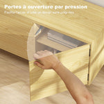 Meuble TV 180 cm, meuble télé pour 82 pouces avec 4 portes à ouverture par pression 180x35x55,5cm bois naturel