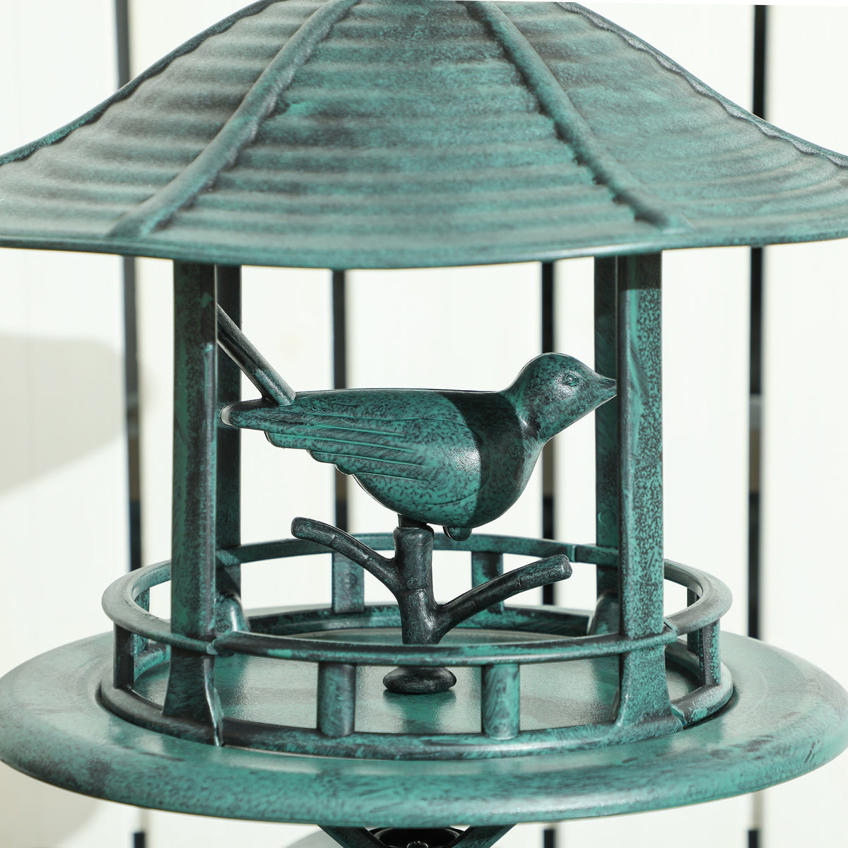 Bain d'oiseaux abreuvoir pour oiseaux jardinière 3 en 1 Ø 50 x 113 cm polypropylène vert-de-gris-7