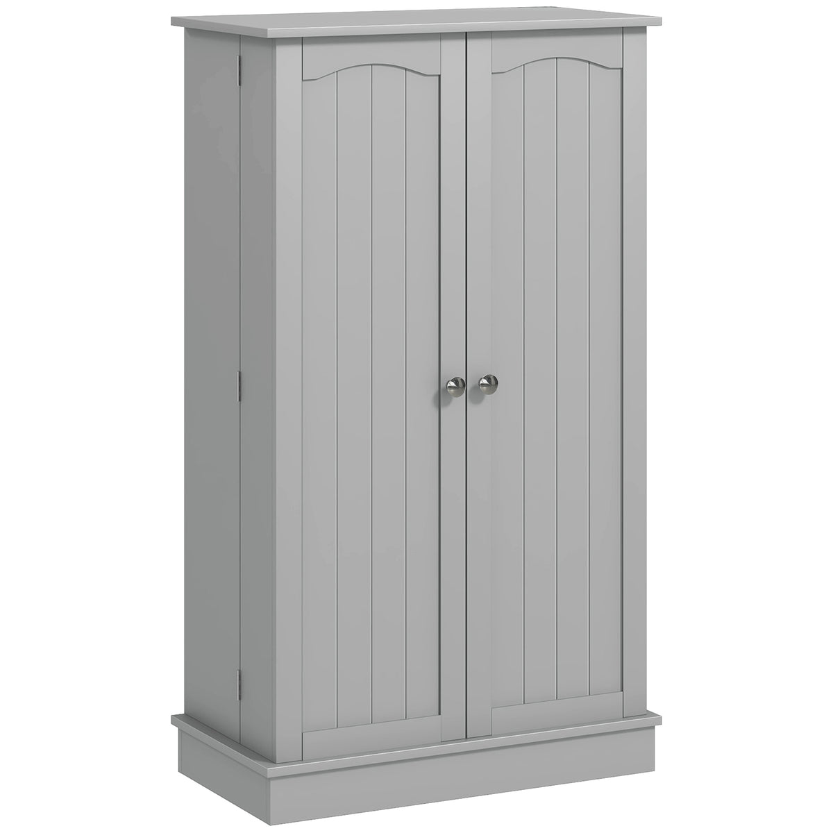 Armoire meuble de cuisine garde-manger 2 portes avec 5 étagères et 12 porte-épices - 60 x 30 x 104 cm - gris