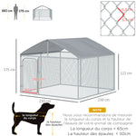 Chenil extérieur avec toit pour chien 5 m² parc grillagé espace couvert acier galvanisé 230 x 230 x 175 cm