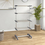 Séchoir à Linge étendoir pliable ailes latérales utilisation intérieure et extérieure 142 x 55 x 172 cm 4 niveaux gris