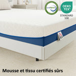 Matelas 140x190cm, matelas 2 personnes, mousse à mémoire de forme au thé vert, housse amovible lavable, fermeté moyenne